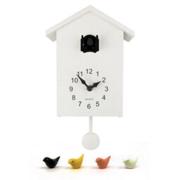 Walplus Black Window Cuckoo Clock With Four Working Bird And Pendulum - Elegant Bird Clock For Wall Decor, Classic Cookoo Clock