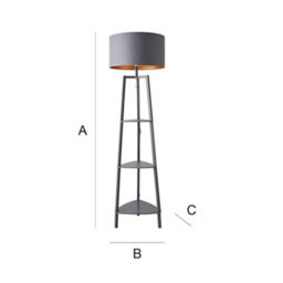 Valuelights Hiru Grey 3 Tier Shelf Floor Lamp With Metallic Copper Inner Shade And Bulb - thumbnail 9