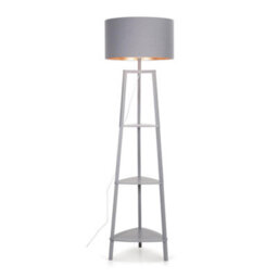 Valuelights Hiru Grey 3 Tier Shelf Floor Lamp With Metallic Copper Inner Shade And Bulb - thumbnail 7