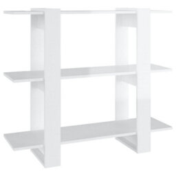 Berkfield Book Cabinet/room Divider High Gloss White 100X30X87 Cm - thumbnail 2