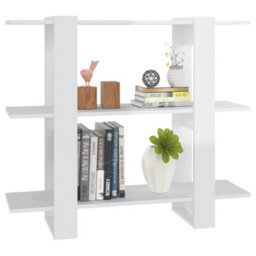 Berkfield Book Cabinet/room Divider High Gloss White 100X30X87 Cm - thumbnail 5