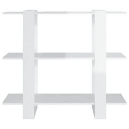 Berkfield Book Cabinet/room Divider High Gloss White 100X30X87 Cm - thumbnail 3