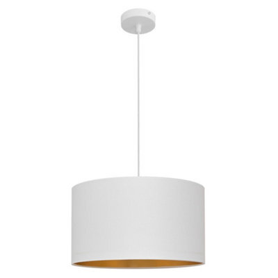 Luminosa Lighting Luminosa Alba Cylindrical Pendant Ceiling Light White, Gold 45Cm