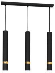 Milagro Joker Contemporary Pendant Lamp 3Xgu10 Hand Made Cylindrical Style Light Finished In Matt Black With Striking Gold Detail - thumbnail 7