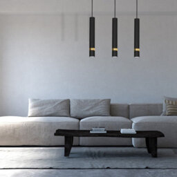 Milagro Joker Contemporary Pendant Lamp 3Xgu10 Hand Made Cylindrical Style Light Finished In Matt Black With Striking Gold Detail - thumbnail 3
