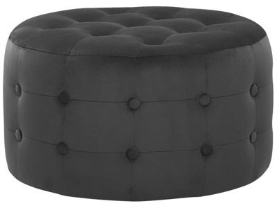 Beliani Black Velvet Round Footstool With Button Tufting, W55 X D55 X H30Cm - image 1