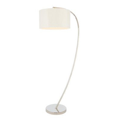 Anson Lighting Josephine 1 Light Floor Lamp In Bright Nickel Plate & Vintage White Faux Silk - image 1