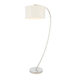 Anson Lighting Josephine 1 Light Floor Lamp In Bright Nickel Plate & Vintage White Faux Silk - thumbnail 1