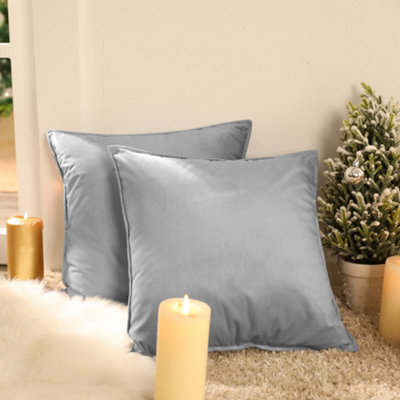 Deconovo Set Of 2 Decorative Cushion Covers For Bedroom, Sofa, Outdoor, Bed, Decorative Velvet Pillow Case, 40 X 40 Cm, Grey - image 1