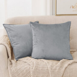 Deconovo Set Of 2 Decorative Cushion Covers For Bedroom, Sofa, Outdoor, Bed, Decorative Velvet Pillow Case, 40 X 40 Cm, Grey - thumbnail 2