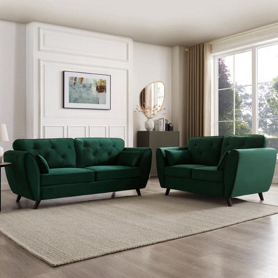 Home Detail Mona 2+3 Seater Sofa Set, Green Velvet - image 1