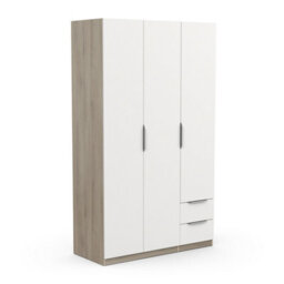 FurniComp LTD Furnicomp Chicago 3 Door 2 Drawer Matt White & Oak Effect 120Cm Space Saving Triple Wardrobe - thumbnail 6