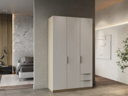 FurniComp LTD Furnicomp Chicago 3 Door 2 Drawer Matt White & Oak Effect 120Cm Space Saving Triple Wardrobe - thumbnail 7