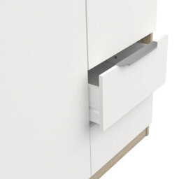 FurniComp LTD Furnicomp Chicago 3 Door 2 Drawer Matt White & Oak Effect 120Cm Space Saving Triple Wardrobe - thumbnail 4