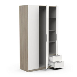 FurniComp LTD Furnicomp Chicago 3 Door 2 Drawer Matt White & Oak Effect 120Cm Space Saving Triple Wardrobe - thumbnail 5