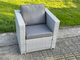 Fimous Outdoor Rattan Garden Funiture Set Height Adjustable Rising Lifting Table Sofa Dining Set With 2 Armchair - thumbnail 5