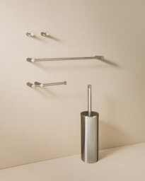 Cosmic Bathroom Accessory Set, Silver Gloss, 5 Pieces, 2X Hooks, Toilet Brush And Holder, Toilet Paper Holder, Towel Rail - thumbnail 1