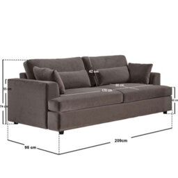 Solace+Co Drew 3 Seater Brown Velvet Sofa - thumbnail 6