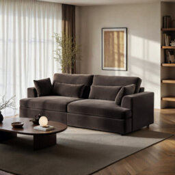 Solace+Co Drew 3 Seater Brown Velvet Sofa - thumbnail 2