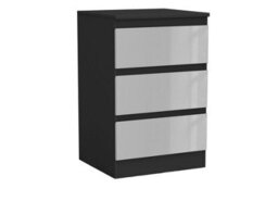 Urbn-Living Urbnliving 62Cm Height Glossy 3 Drawers Bedside Cabinet Chest Of Drawers With Smooth Metal Runner Black & Grey - thumbnail 2