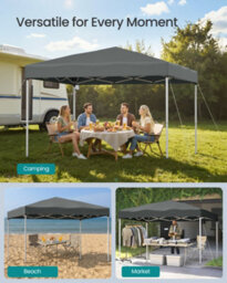 LEDREM Pop Up Gazebo,drizzle-Resistant Folding Canopy Tent, Portable Outdoor Shade Tent With Carry Bag, Market, Dark Grey - thumbnail 7
