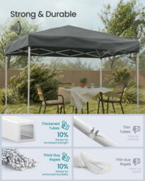 LEDREM Pop Up Gazebo,drizzle-Resistant Folding Canopy Tent, Portable Outdoor Shade Tent With Carry Bag, Market, Dark Grey - thumbnail 4
