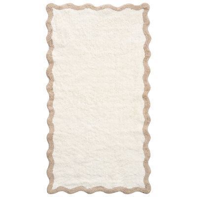Beliani Bath Mat Nangal Brown/ Beige 80 X 150 Cm Cotton - image 1