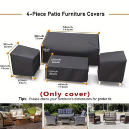 Latto Home 210D Oxford Outdoor Furniture Cover Waterproof Garden Table & Chair Set Cover Uv Resistant Set Of 4 - thumbnail 2
