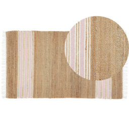 Beliani Rug Mirza Pastel Pink 80 X 150 Cm Jute - thumbnail 1