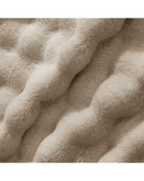 Velosso Cream Chunky Popcorn Faux Rabbit Fur Duvet Cover Set King - thumbnail 2