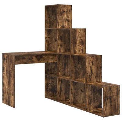 Berkfield Modern Corner Desk Smoked Oak 101.5 X 149.5 X 149.5 Cm Engineered Wood