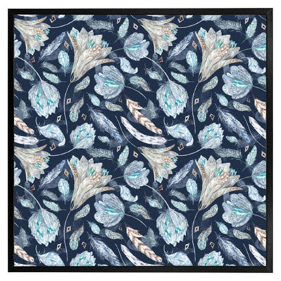 "Andrew Lee Boho Chic Indigo Pattern (Picutre Frame) / 24X24"" / Grey" - image 1