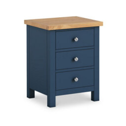 Farro Xl Navy Blue Bedside Table Fully Assembled - By Roseland Furniture - thumbnail 1