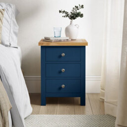 Farro Xl Navy Blue Bedside Table Fully Assembled - By Roseland Furniture - thumbnail 2