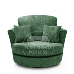 Furnishings For Less UK Monaco Chenille Fabric Swivel Chair 360 Rotation Foam Green
