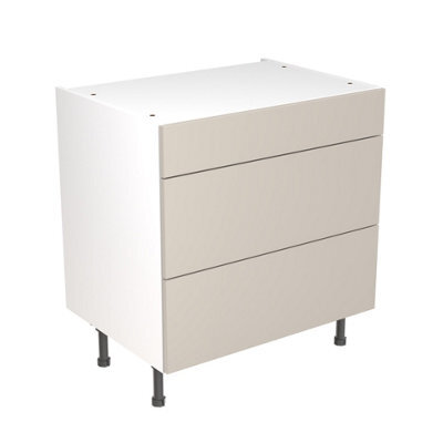 Kitchen Kit 3 Drawer Base Unit 800mm W/ Slab Cabinet Door - Super Matt Light Grey - image 1