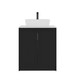 Royal Bathrooms Royal Bathroom Elmore 700mm Matt Nocturne Black Freestanding Countertop Bathroom Vanity Unit 2 Door With Cube Basin - thumbnail 7