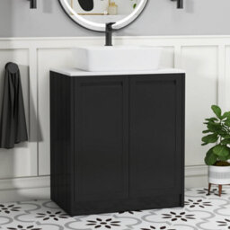 Royal Bathrooms Royal Bathroom Elmore 700mm Matt Nocturne Black Freestanding Countertop Bathroom Vanity Unit 2 Door With Cube Basin - thumbnail 1