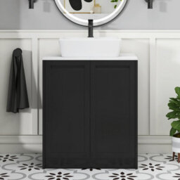Royal Bathrooms Royal Bathroom Elmore 700mm Matt Nocturne Black Freestanding Countertop Bathroom Vanity Unit 2 Door With Cube Basin - thumbnail 4
