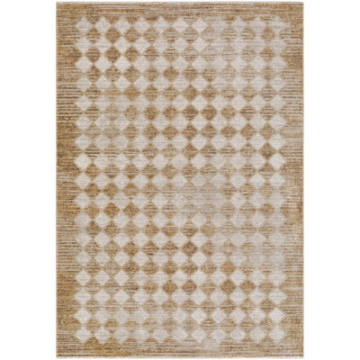 Livabliss Galey Alix Myrtle Avenue-Geometric Brown Cream Taupe Diamond Pattern Fringe Living Dining Bedroom Rug 200 X 275 Cm Easy Care - image 1