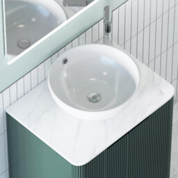 Royal Bathrooms Avenza 600mm Deep Moss Green Floor Standing Bathroom Vanity Unit 2 Door With Breeze Basin - thumbnail 7