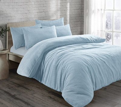 Homes & Linen Teddy Fleece Duvet Cover Set With Pillow Case Thermal Fleece Warm Cosy Soft Fur Teddy Bedding Duvet Cover Set