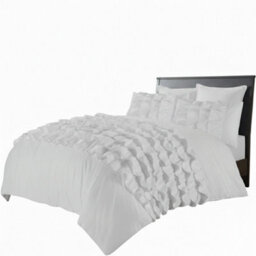 Ruffle Border Duvet Cover Soft Elegant Bedding Set With Pillowcases White - thumbnail 2