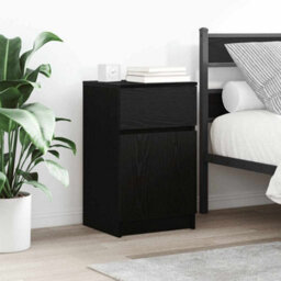 Berkfield Bedside Cabinet Black 39X35X65 Cm Engineered Wood - thumbnail 1