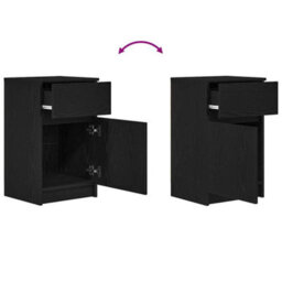 Berkfield Bedside Cabinet Black 39X35X65 Cm Engineered Wood - thumbnail 9