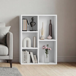 Lassic Vida Designs 5 Cube Storage Unit Shelving Bookcase Display Organiser - Modern Cube Shelf For Living Room, Bedroom, Office, White - thumbnail 1