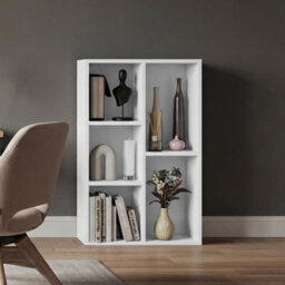 Lassic Vida Designs 5 Cube Storage Unit Shelving Bookcase Display Organiser - Modern Cube Shelf For Living Room, Bedroom, Office, White - thumbnail 3