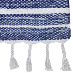 Beliani Blue Striped Rug 80 X 150 Cm - Handwoven Recycled Materials, Indoor Outdoor - thumbnail 3