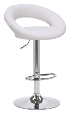 Lamboro Sorrento Real Leather Kitchen And Breakfast Bar Stool, Height Adjustable Swivel Gas Lift, White - image 1