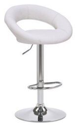 Lamboro Sorrento Real Leather Kitchen And Breakfast Bar Stool, Height Adjustable Swivel Gas Lift, White - thumbnail 1
